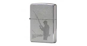 Зажигалка ZIPPO Fisherman, с покрытием Brushed Chrome, латунь/сталь, серебристая, матовая, 36x12x56